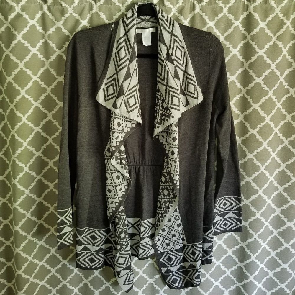 Design History Gray Open Fit Aztec Cardigan M